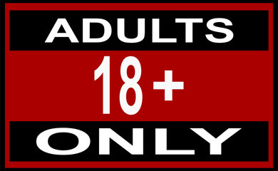 Adults only 18+ vector label sign