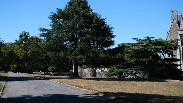 A view of the castle of La Bretesche with its lake. Missillac, France, the 31st July 2022.