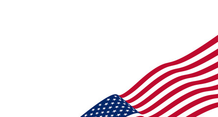 Waving Flag USA, Ribbon - Vector illustration. Vector American Flag on White Isolated Background