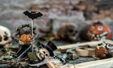 Happy Halloween concept. Trick or treat in autumn season. Scary and dark symbol at night.