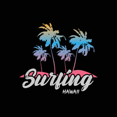 Fototapeta na wymiar Surfing Hawaii illustration typography. perfect for designing t-shirts, shirts, hoodies, poster, print