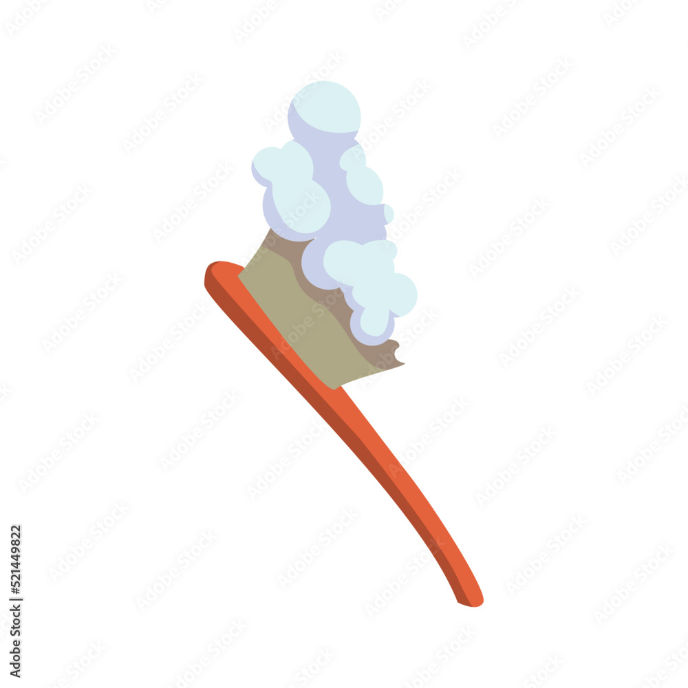 Aufkleber brush with foam semi flat color vector object. cleaning supplies. tool and detergent. full sized ite