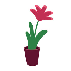 Blooming potted plant semi flat color vector object. Exotic houseplant. Home decor. Full sized item on white. Gardening simple cartoon style illustration for web graphic design and animation