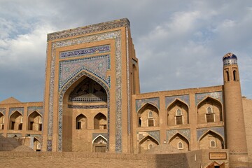 Fototapeta na wymiar Allakuli Khan Madrasah in Itchan Kala, the historical part of Khiva city. Uzbekistan.
