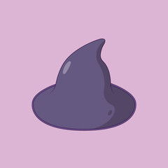 Fototapeta premium Witch Hat Vector Icon Illustration. Halloween Vector. Flat Cartoon Style Suitable for Web Landing Page, Banner, Flyer, Sticker, Wallpaper, Background
