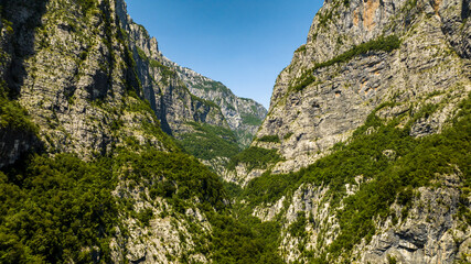 aerial view of canyon and mountains