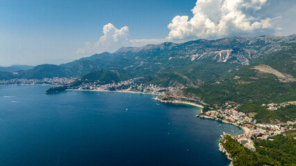 Obraz premium aerial view of sveti stefan Saint Stephen island