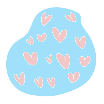 Baby Blue Abstract Shape With Pink Hearts Pattern 