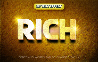 Rich golden 3d editable text effect