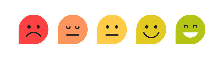 Fototapeta premium Customer feedback facial expressions and simple expressions different cartoon smile flat vector illustration.
