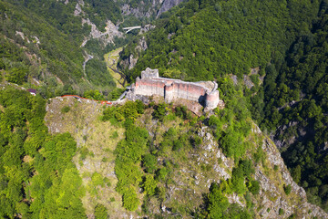 Poienari castle ruins - the fortress of Vlad Tepes (Dracula) near Arefu, Arges County, Romania