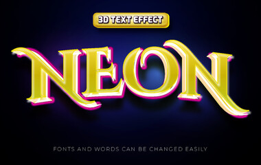 Neon light 3d editable text effect style