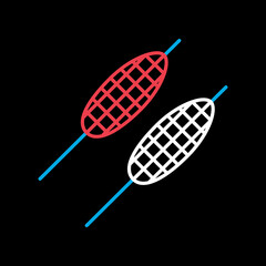 Corn skewer vector icon. Barbecue and bbq grill