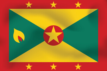 National flag of Grenada. Realistic pictures flag - obrazy, fototapety, plakaty