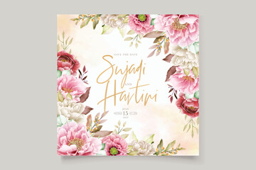peony floral background and frame card design