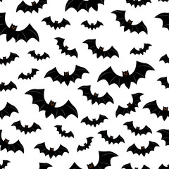 Seamless bat pattern silhouettes vector illustration