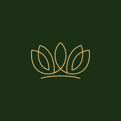 Obraz premium Graceful linear crown logo design template. Premium boutique, jewelry, wedding salon logotype design concept icon