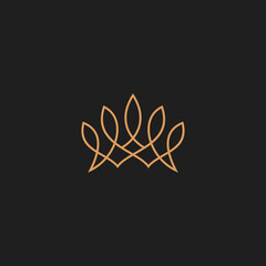 Obraz premium Graceful linear crown logo design template. Premium boutique, jewelry, wedding salon logotype design concept icon