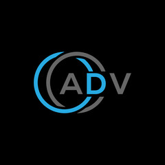 ADV logo monogram isolated on circle element design template, ADV letter logo design on black background. ADV creative initials letter logo concept. ADV letter design.
