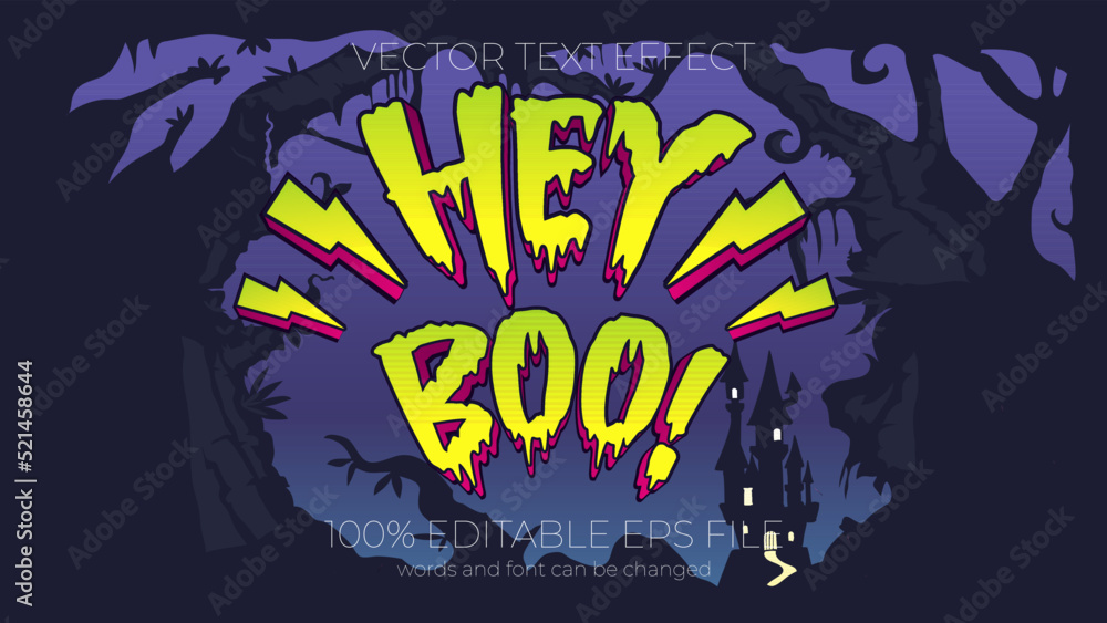 Poster hey boo editable text effect style, eps editable text effect