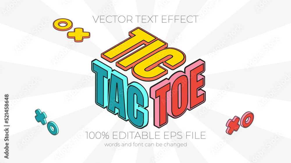 Poster tic tac toe editable text effect style, eps editable text effect