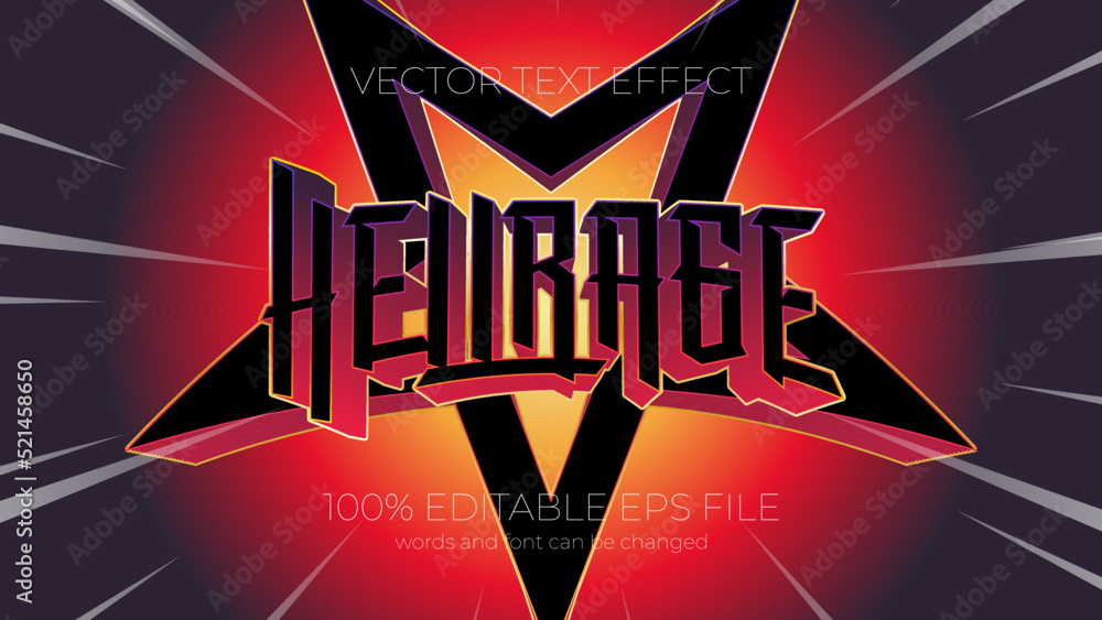 Aufkleber hell rage editable text effect style, eps editable text effect