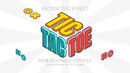 tic tac toe editable text effect style, EPS editable text effect
