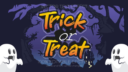 Trick or treat editable text effect style, EPS editable text effect