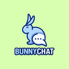 Fototapeta premium illustration vector graphic of bunny with chat logo design. Rabbit logo vector. Usable to your company, business, etc