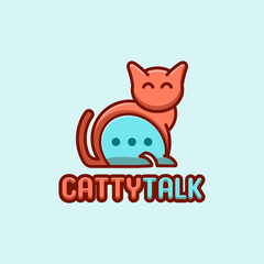 illustration vector graphic of cat with chat logo design. Cat logo vector. Usable to your company, business, etc