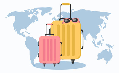 travel suitcase. Suitcases on the background of the planet. for Sale Banners, Flyers, Brochures and Graphic Design Templates. Summer Vacation Logo Design Templates Collection, Relax Summer Time