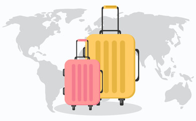 travel suitcase. Suitcases on the background of the planet. for Sale Banners, Flyers, Brochures and Graphic Design Templates. Summer Vacation Logo Design Templates Collection, Relax Summer Time