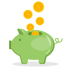 Piggy bank with coin. Icon saving or accumulation of money, investment, donat. Outline money box icon, with editable stroke. Piggy bank with dollar sign, moneybox pictogram. Piggybank, investing