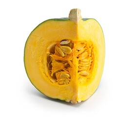 Japanese pumpkin kabocha isolated on white.