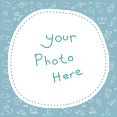 cyan light grey blue cute baby photo frame