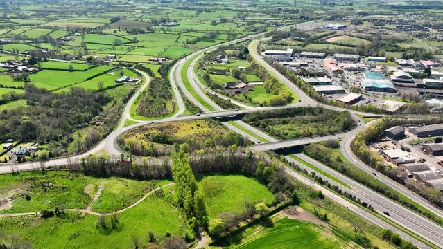 Aerial Video of Larne Road Roundabout Ballymena Co Antrim Northern Ireland
