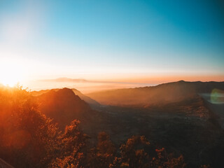 Beautiful golden sunrise at Mount Bromo.