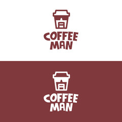 Coffee Man logo. Creative coffee shop logo.