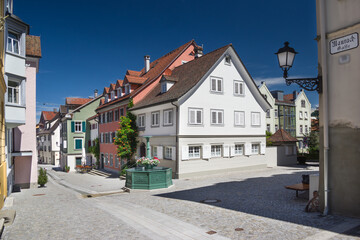 Fototapeta na wymiar Brengenz Altstadt Unterstadt entzerrt sonnig