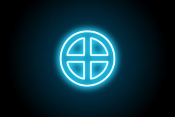 Glowing neon pegan sun wheel symbol sign icon 