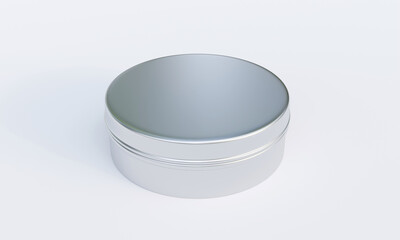 Round tin box isolated on white background. 3D Rendering