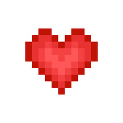Red simple heart from mosaic pixel square parts - vector illustration. 
