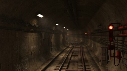 Obraz na płótnie Canvas 3D-illustration of a subway track in the underground