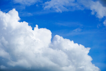 Naklejka na ściany i meble Clear blue sky and white clouds for background, summer background