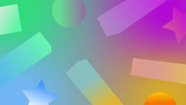 4K. abstract motion move wiggle object start rectangle circle.