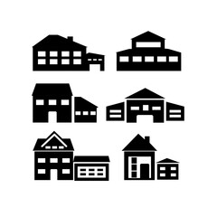 Vector building icons set - office city structure illustrations - residential house, real estate icons