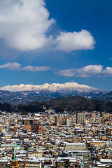 Obraz premium 飛騨高山 冬のアルプス展望公園「スカイパーク」からの飛騨山脈 
