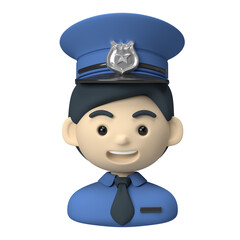 male police 3d avatar illustration job icon