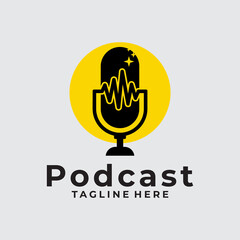 podcast logo vector design template