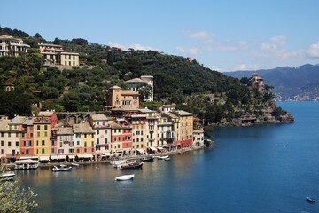 Fototapeta na wymiar The panorama of seaside in Portofino, Italy